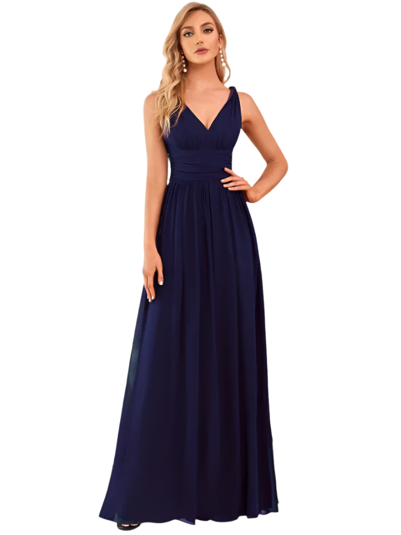 Gisele - Elegant V-hals A-formet lang maxikjole