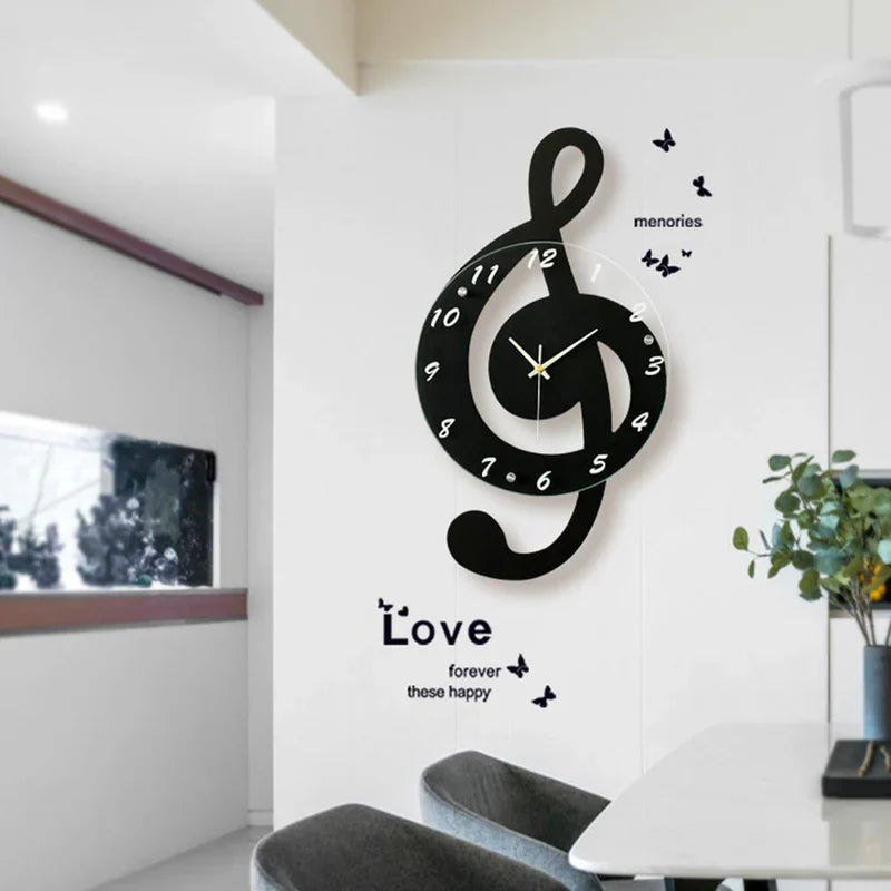 MelodyTime Artistic Wall Clock – Musikalsk G-nøgledesign til moderne interiør
