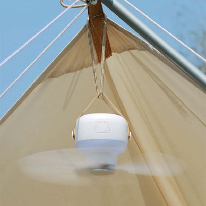 BreezeGlow - Bærbar loftsventilator med LED-lys og Bluetooth-højttaler