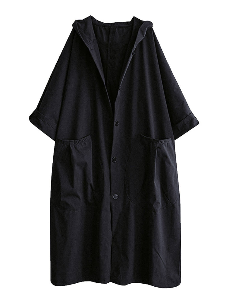 Sofie Let Trenchcoat med Hætte og Knaplukning til Dame
