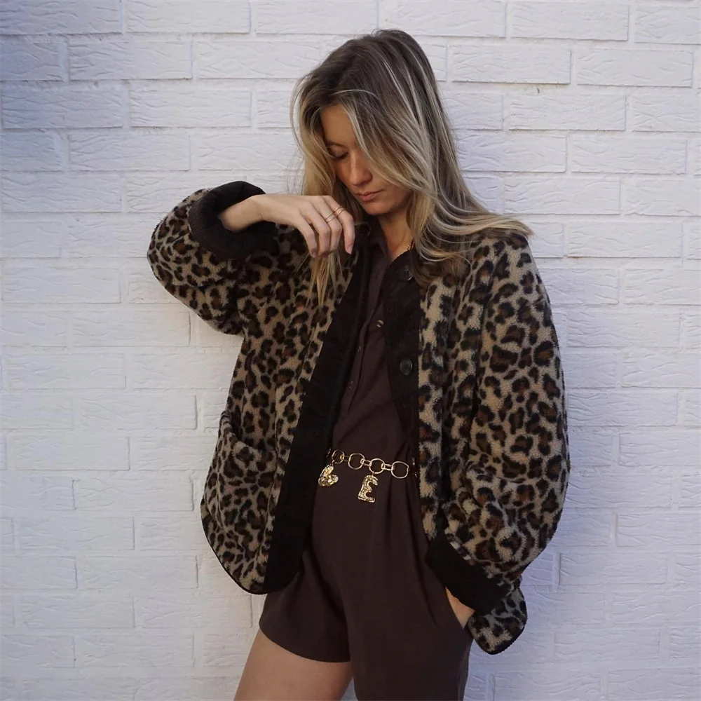 Adeline - Leopardprint fleecejakke til kvinder
