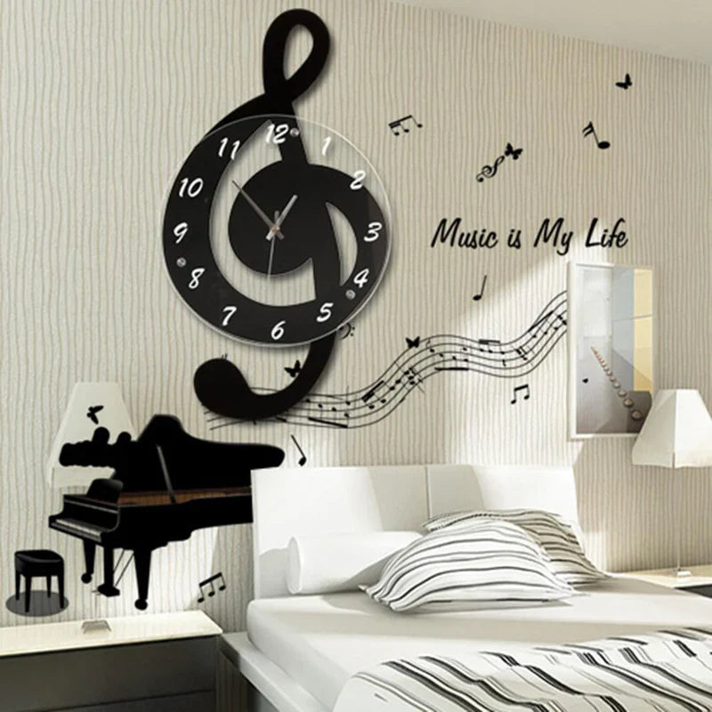 MelodyTime Artistic Wall Clock – Musikalsk G-nøgledesign til moderne interiør