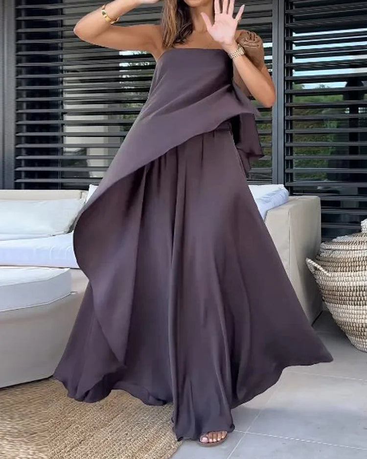 Delia - Asymmetrisk draperet og elegant kappe kjole