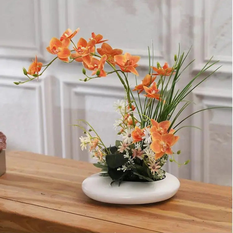 OrchidElegance kunstig orkidéarrangement – Livagtig blomsterdekoration i en moderne vase