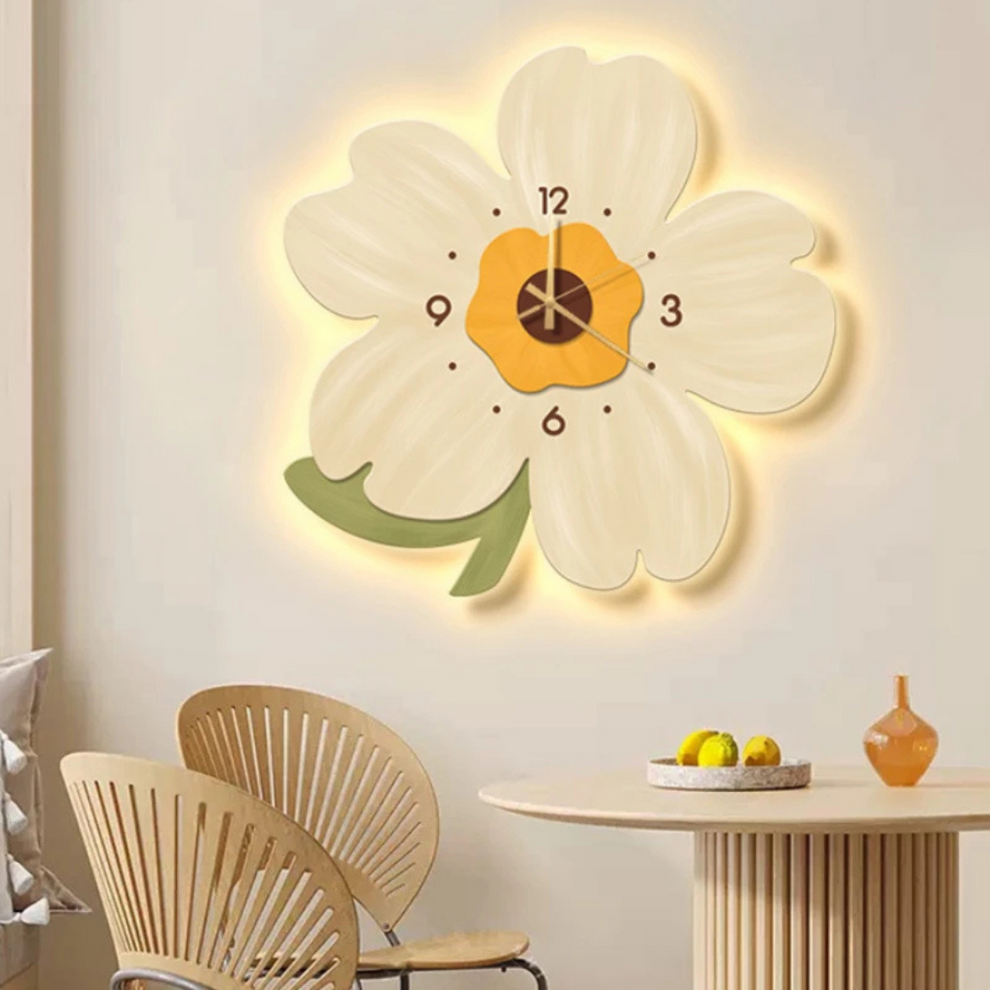 BloomGlow- Vægmonteret blomsterur med blød LED-belysning