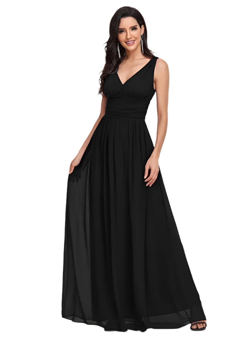 Gisele - Elegant V-hals A-formet lang maxikjole