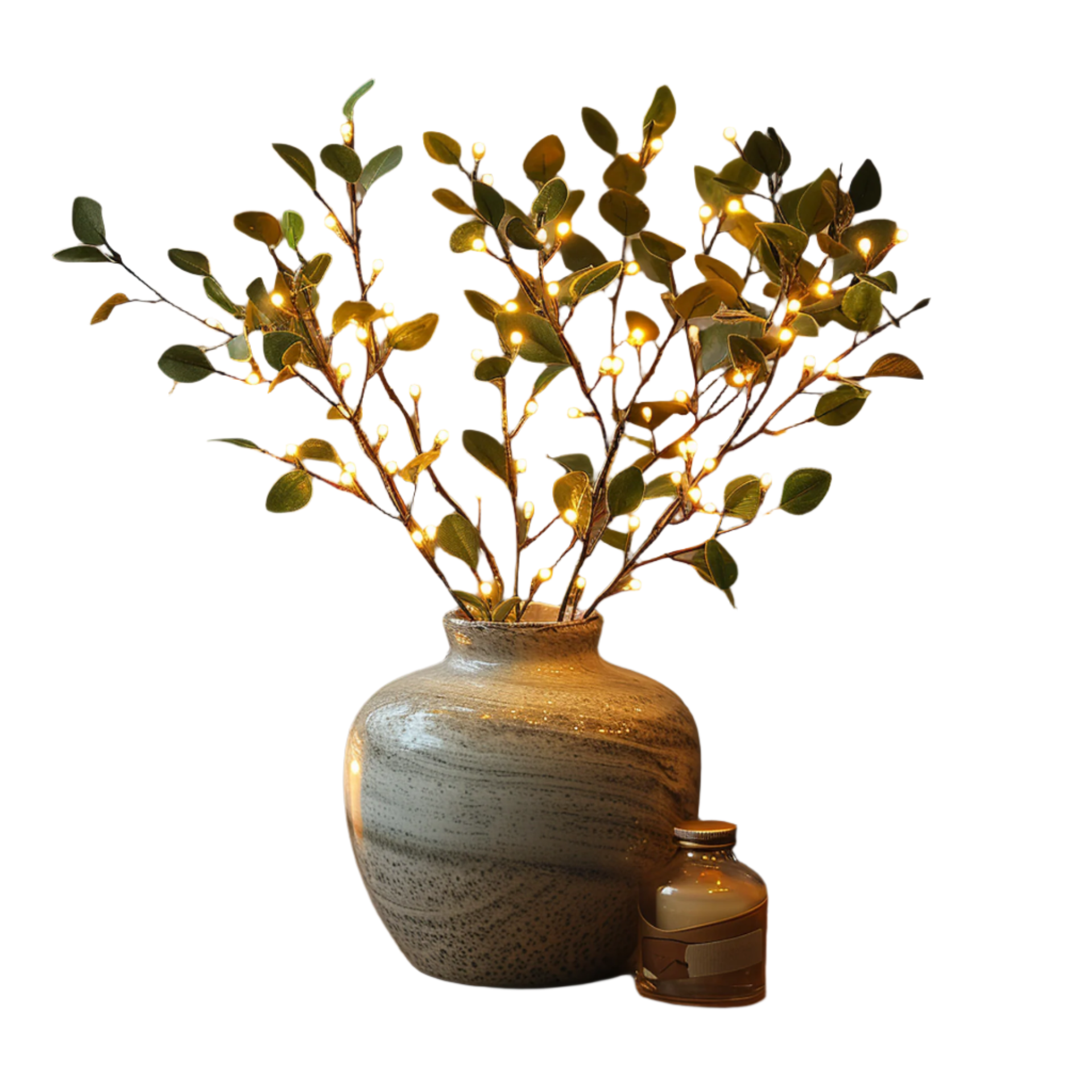 LumiFlor - LED blomster-guirlande med realistiske blade og batteridrevne lys