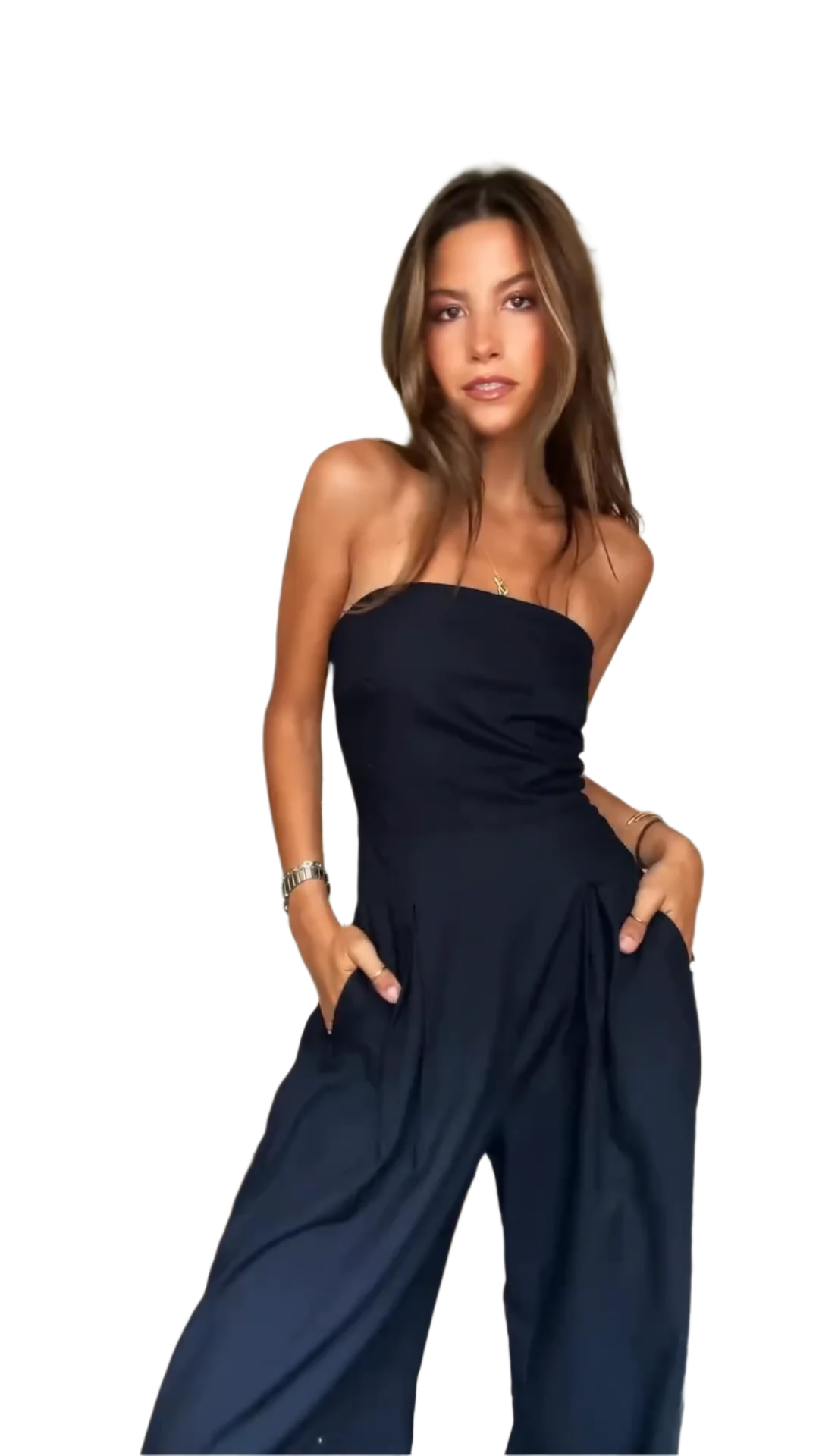 Luna stropløs jumpsuit med vide ben