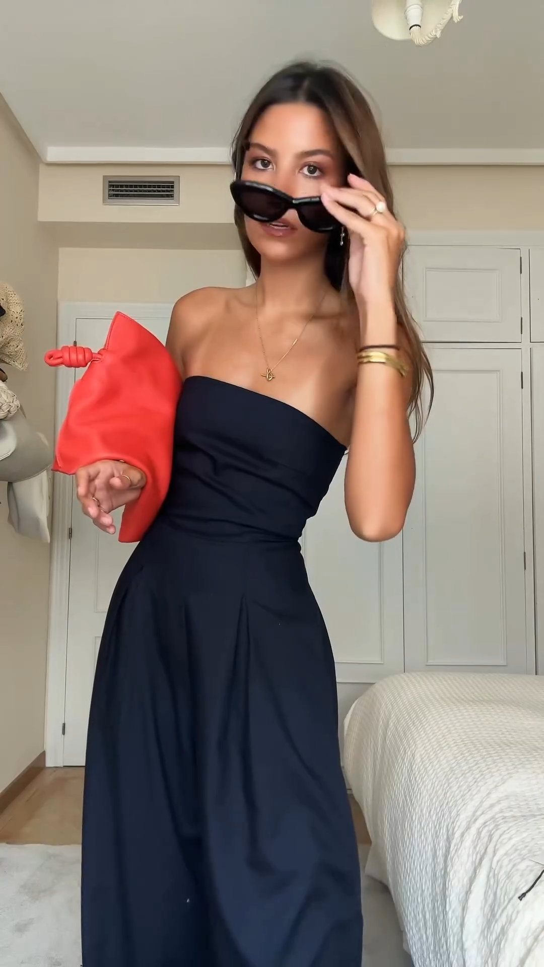 Luna stropløs jumpsuit med vide ben