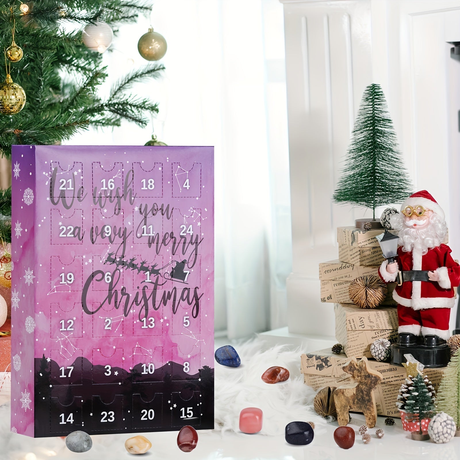 1 Stk. Jule-Ædelstens-Adventskalender, 24 Naturkrystaller