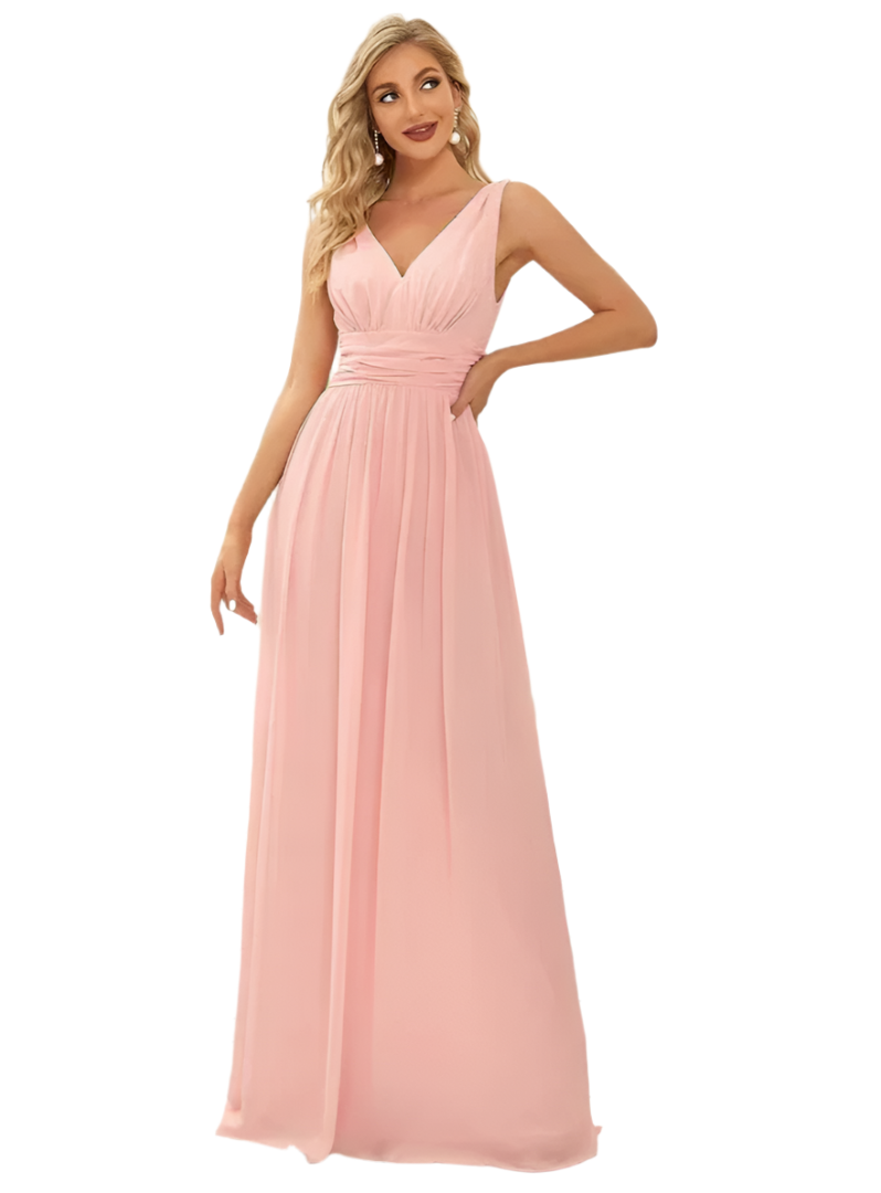 Gisele - Elegant V-hals A-formet lang maxikjole
