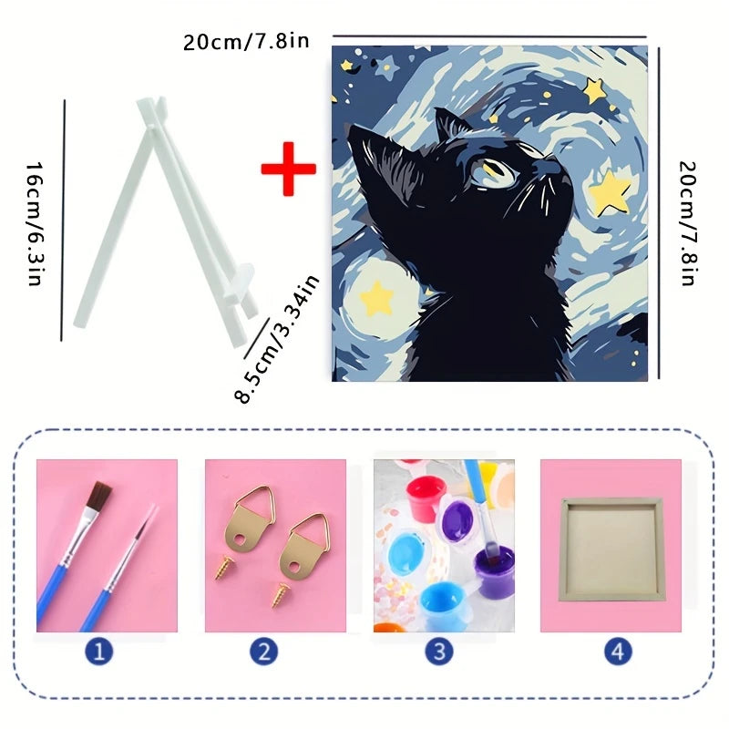 ColorMuse DIY Kattemalingssæt – Oliemaling efter tal-sæt til afslapning og kreativ indretning