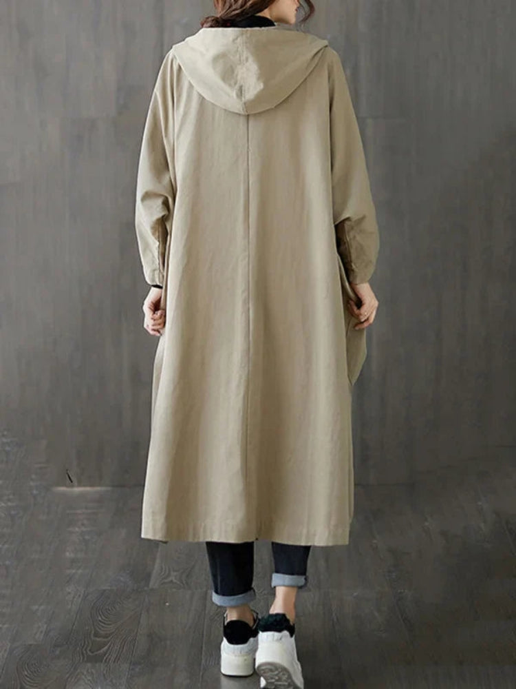 Sofie Let Trenchcoat med Hætte og Knaplukning til Dame