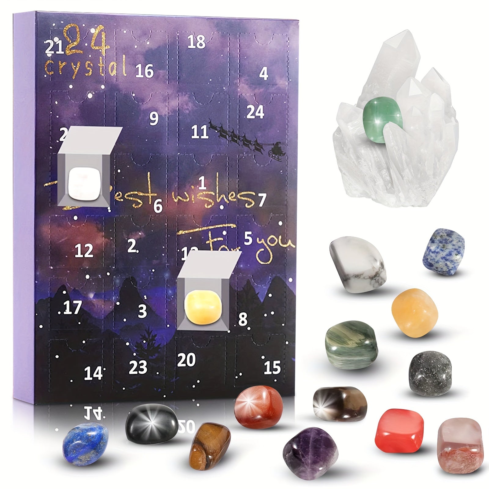 1 Stk. Jule-Ædelstens-Adventskalender, 24 Naturkrystaller