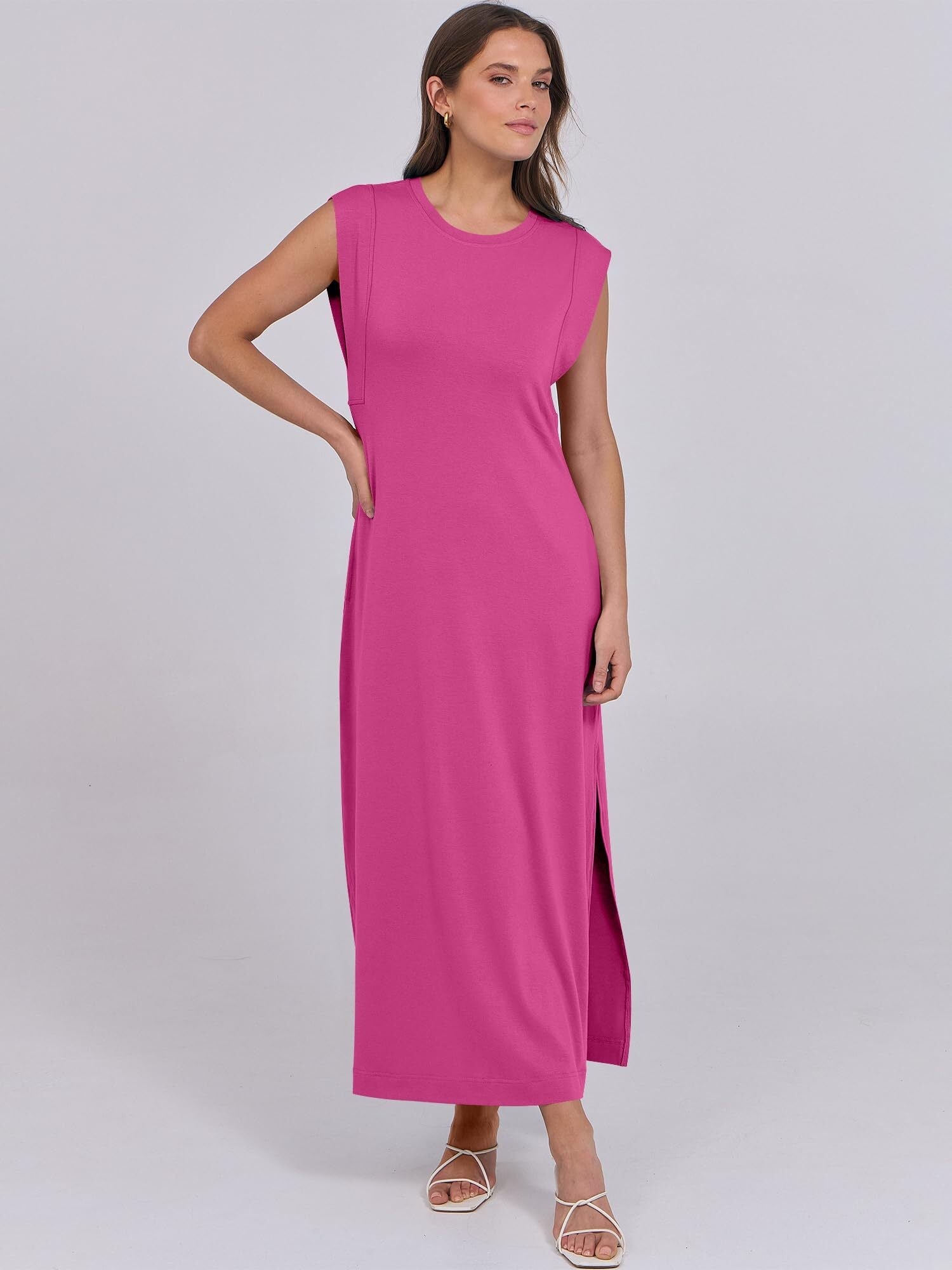 Breezeluxe Casual Summer Maxi-kjole – Korte ærmer og rund halsudskæring