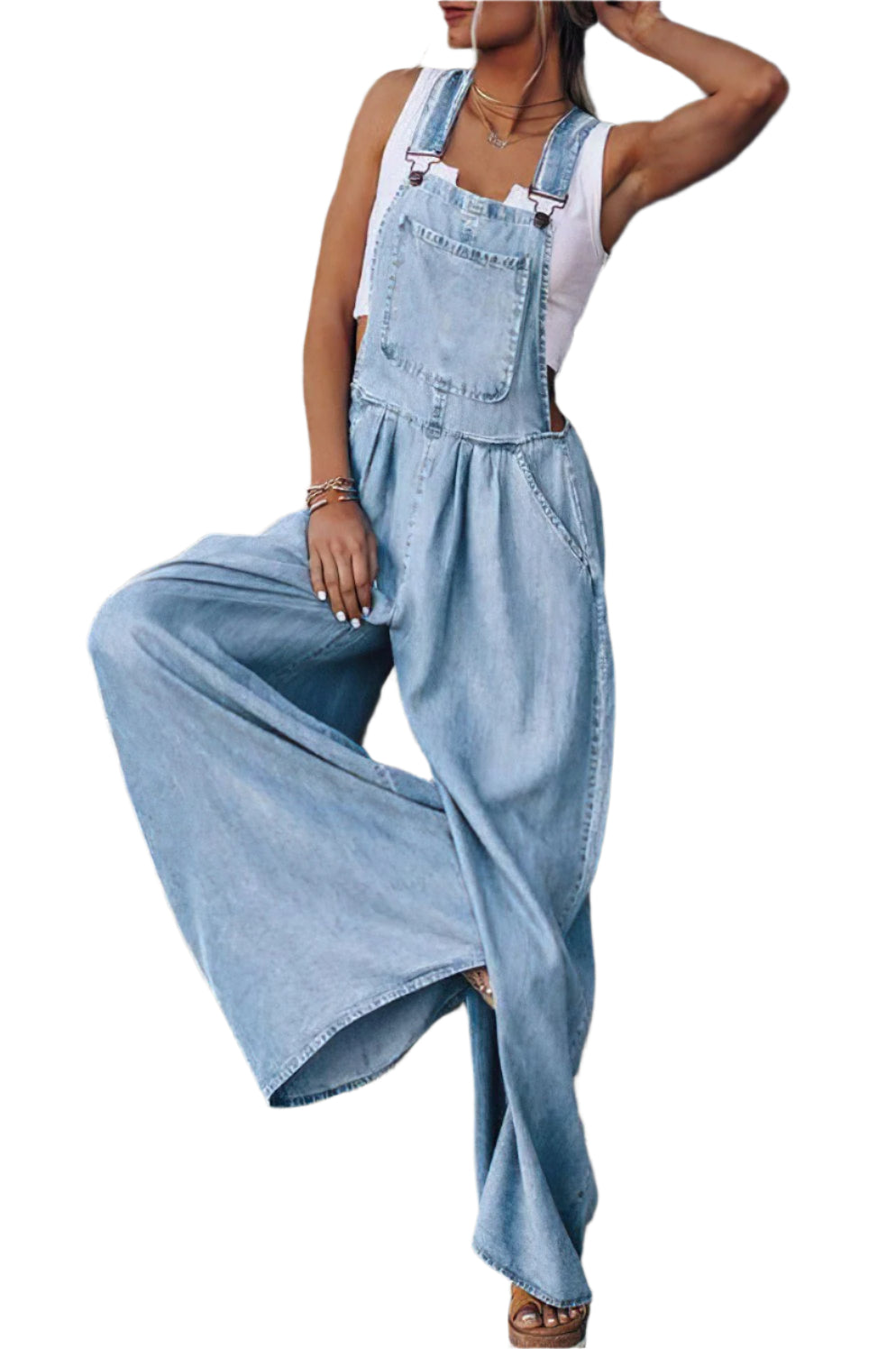 Minda - Loose fit og afslappet denim overalls