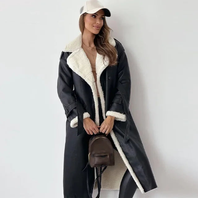 Janice - Elegant lang sherpakravefrakke