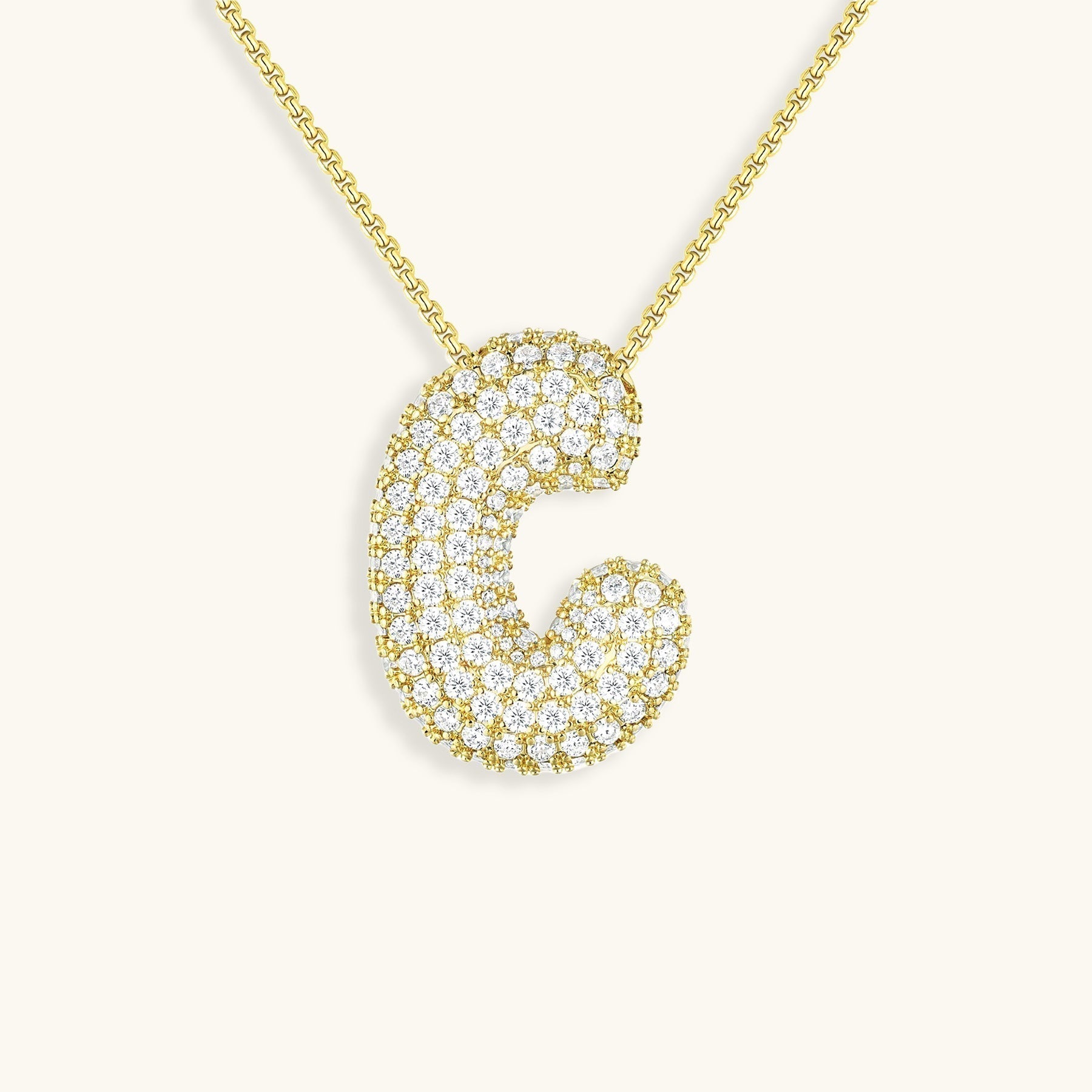 LunaBubble Initial Halskæde med Diamantlook – Personlig Gave til Mors Dag