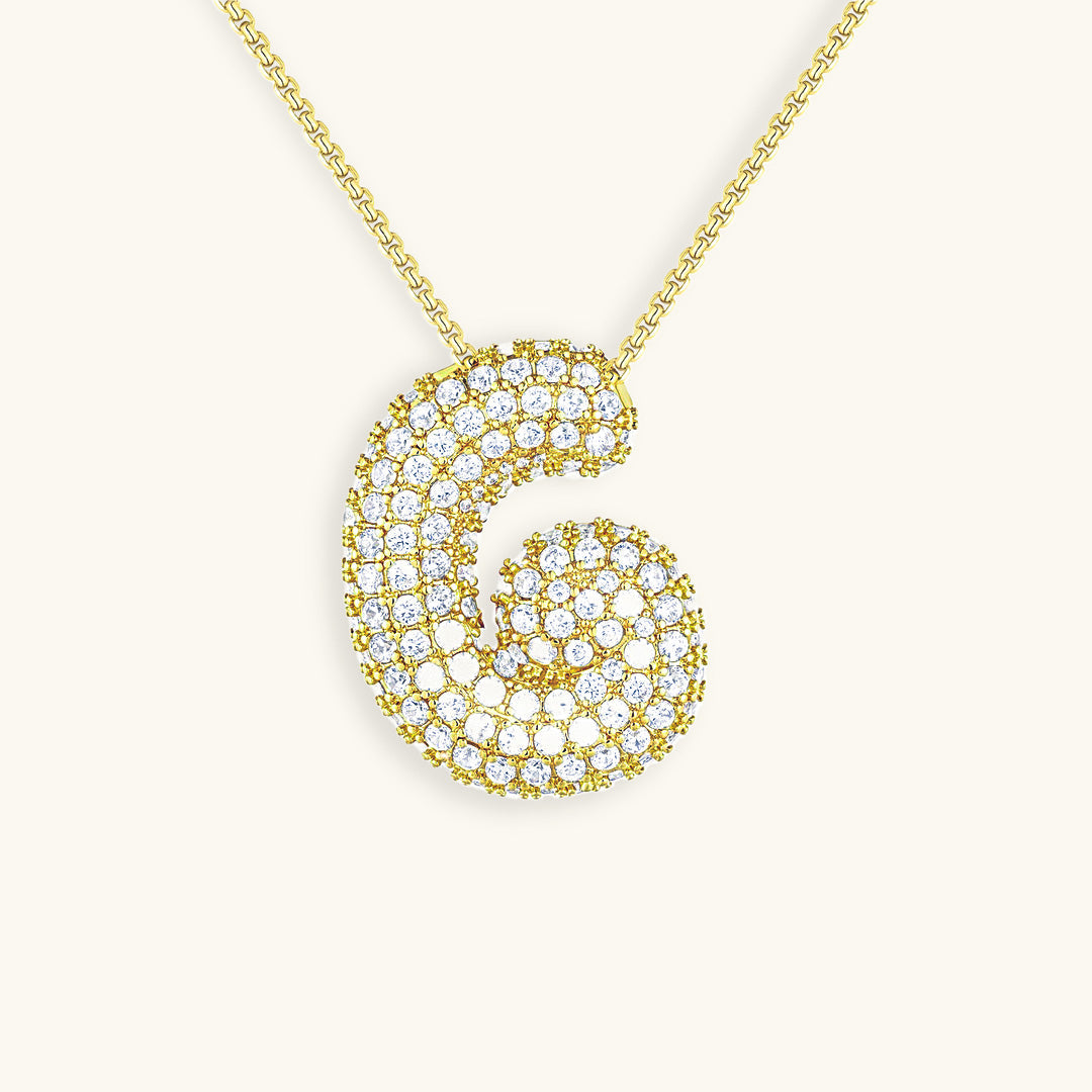 LunaBubble Initial Halskæde med Diamantlook – Personlig Gave til Mors Dag