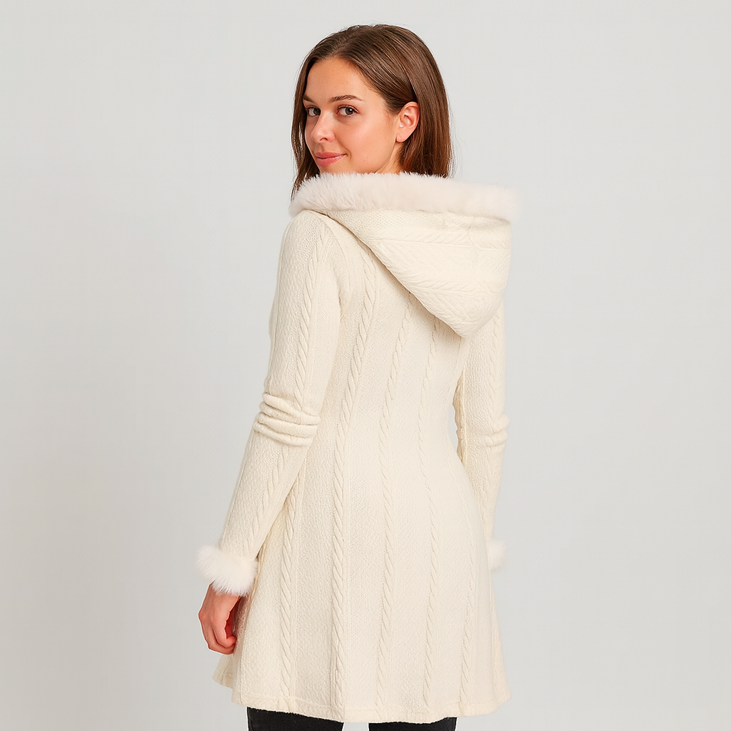 Selena | Dame-hoodie med ternet patchwork og hornknapper