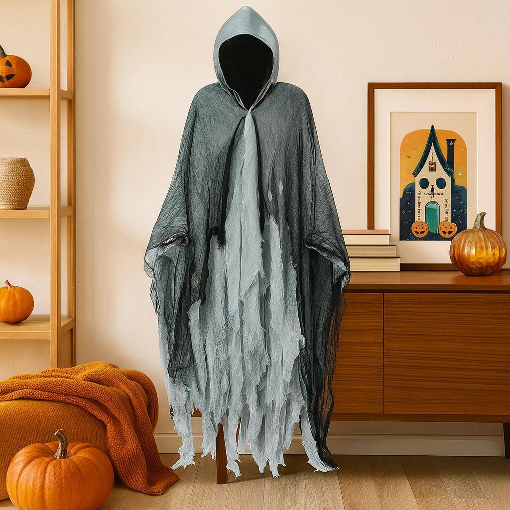 Terrifying Skeleton Halloween Cloak with Hood – Uhyggelig Udklædning til Halloween
