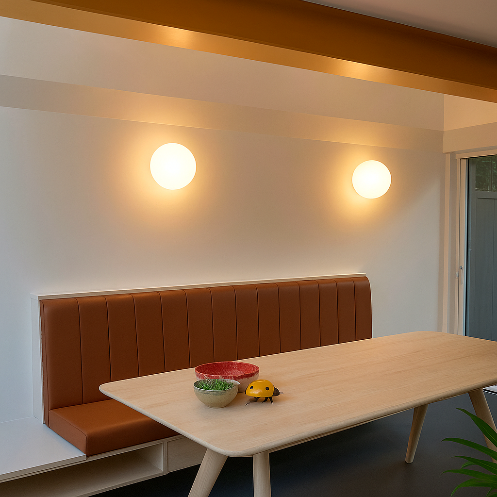 LumaGlow – Moderne væglampe med frostet glasskærm og elegant base