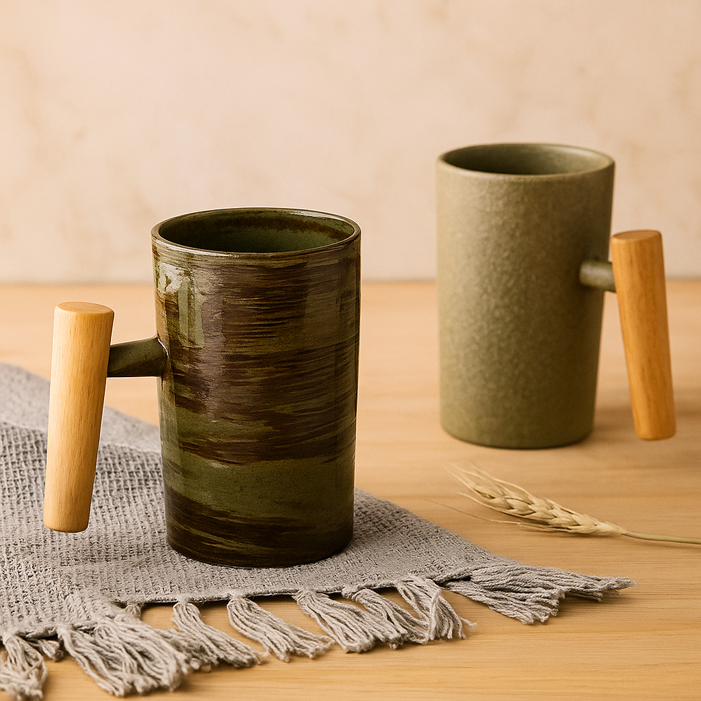StillSip – Japansk-inspireret jordfarvet krus med håndlavet look