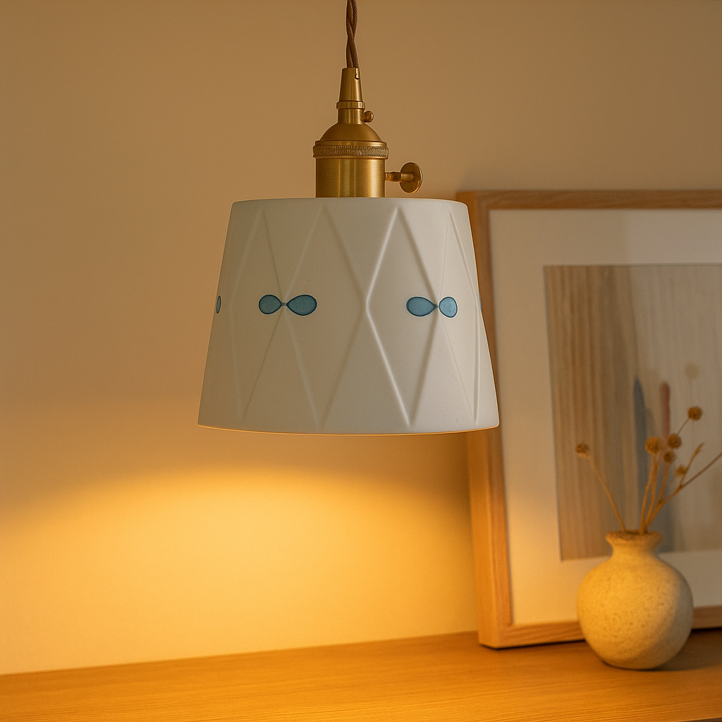 CeramiGlow – Elegant pendellampe med klassisk mønstret keramisk design