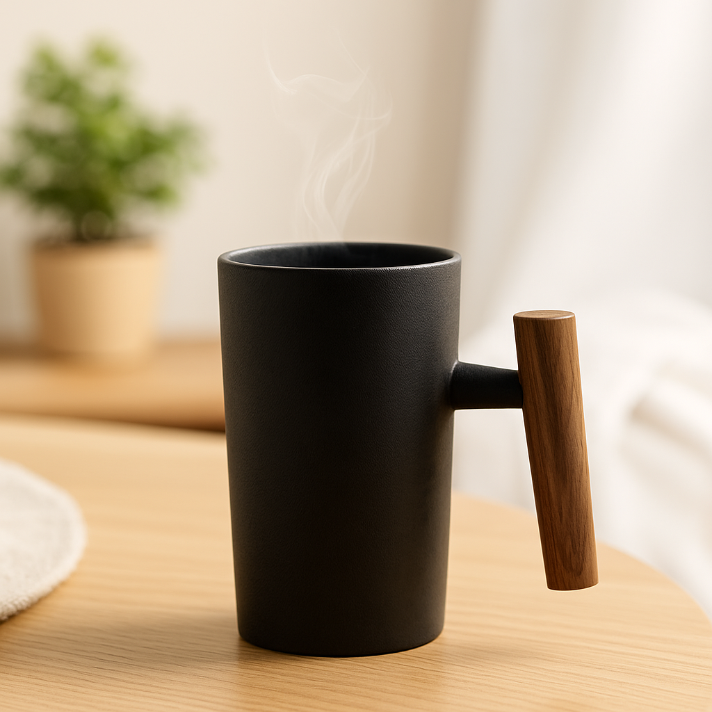StillSip – Japansk-inspireret jordfarvet krus med håndlavet look