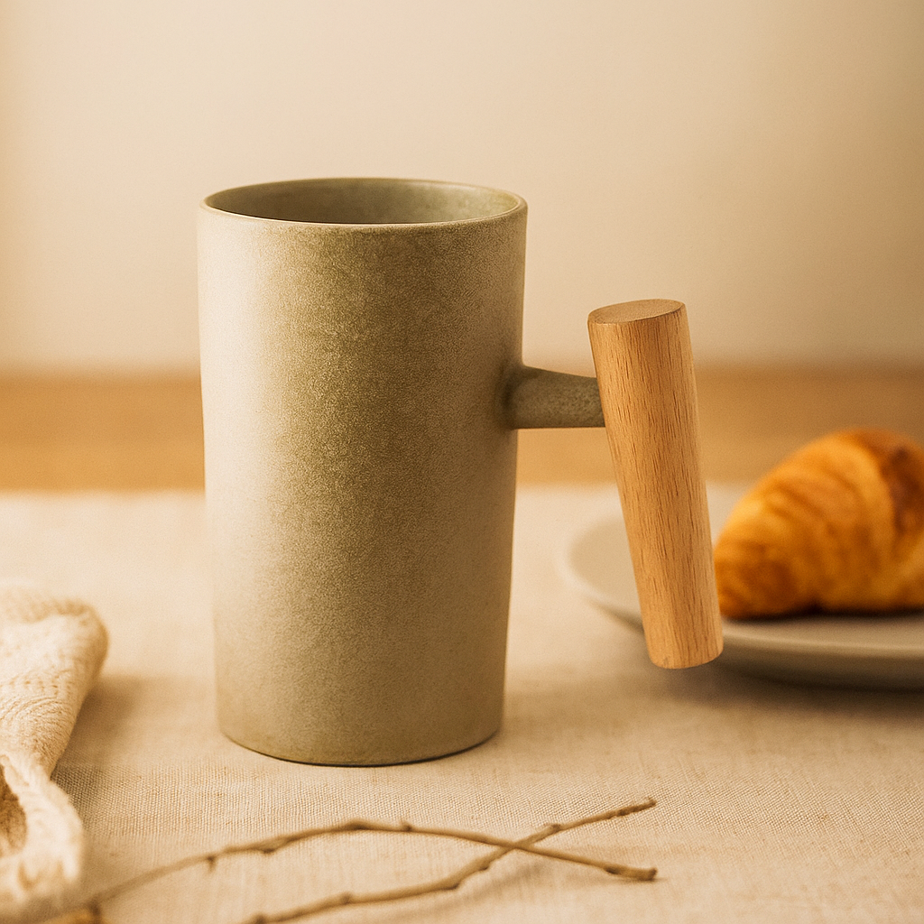 StillSip – Japansk-inspireret jordfarvet krus med håndlavet look