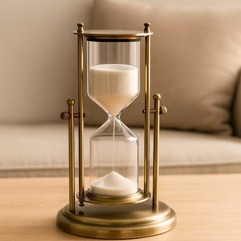 TimeMuse – Klart timeglas med elegant flow til produktiv og stilfuld indretning af arbejdspladsen