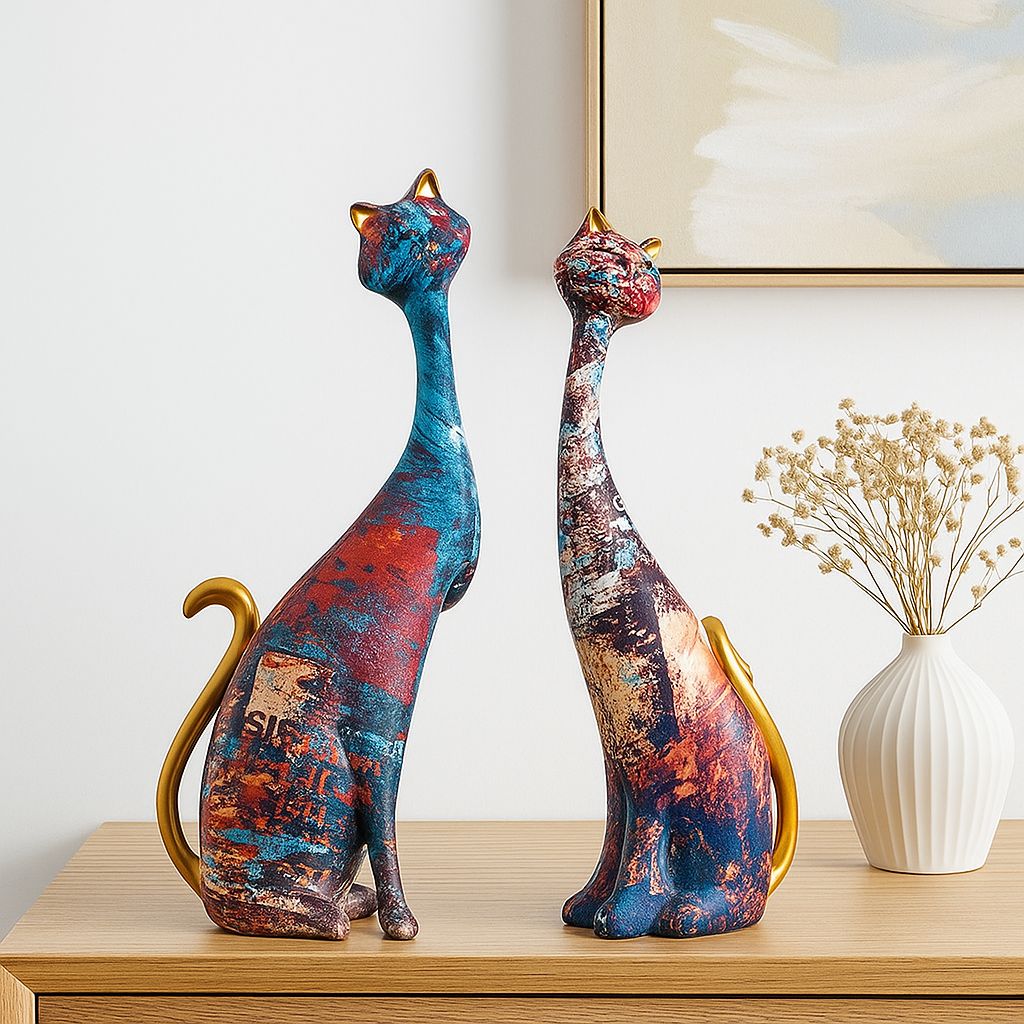 FelineForm – Minimalistisk katteskulpturduo til moderne dekorativ accent