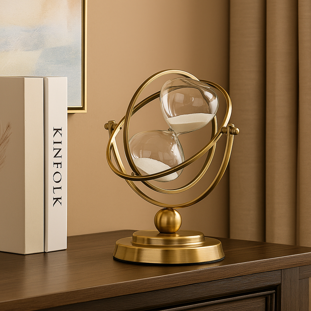 ClarityFlow – Elegant timeglas med beroligende sandstrøm og stil