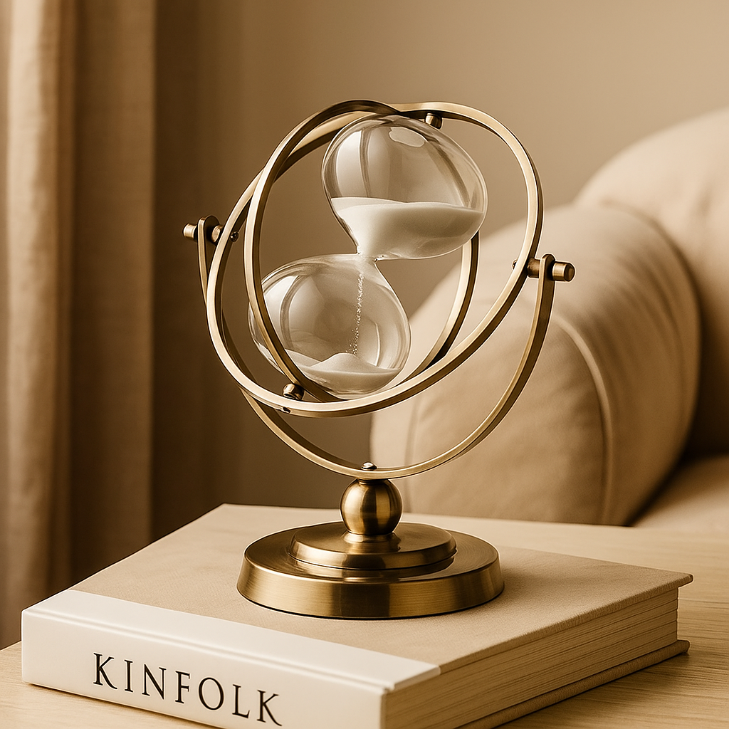 ClarityFlow – Elegant timeglas med beroligende sandstrøm og stil
