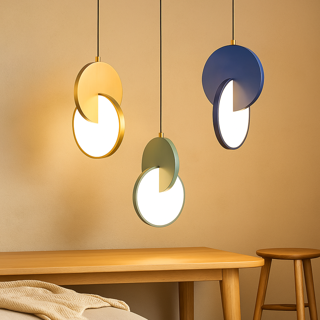 NordicGlow – Moderne skandinavisk LED-pendellampe med rund ramme og varm glød
