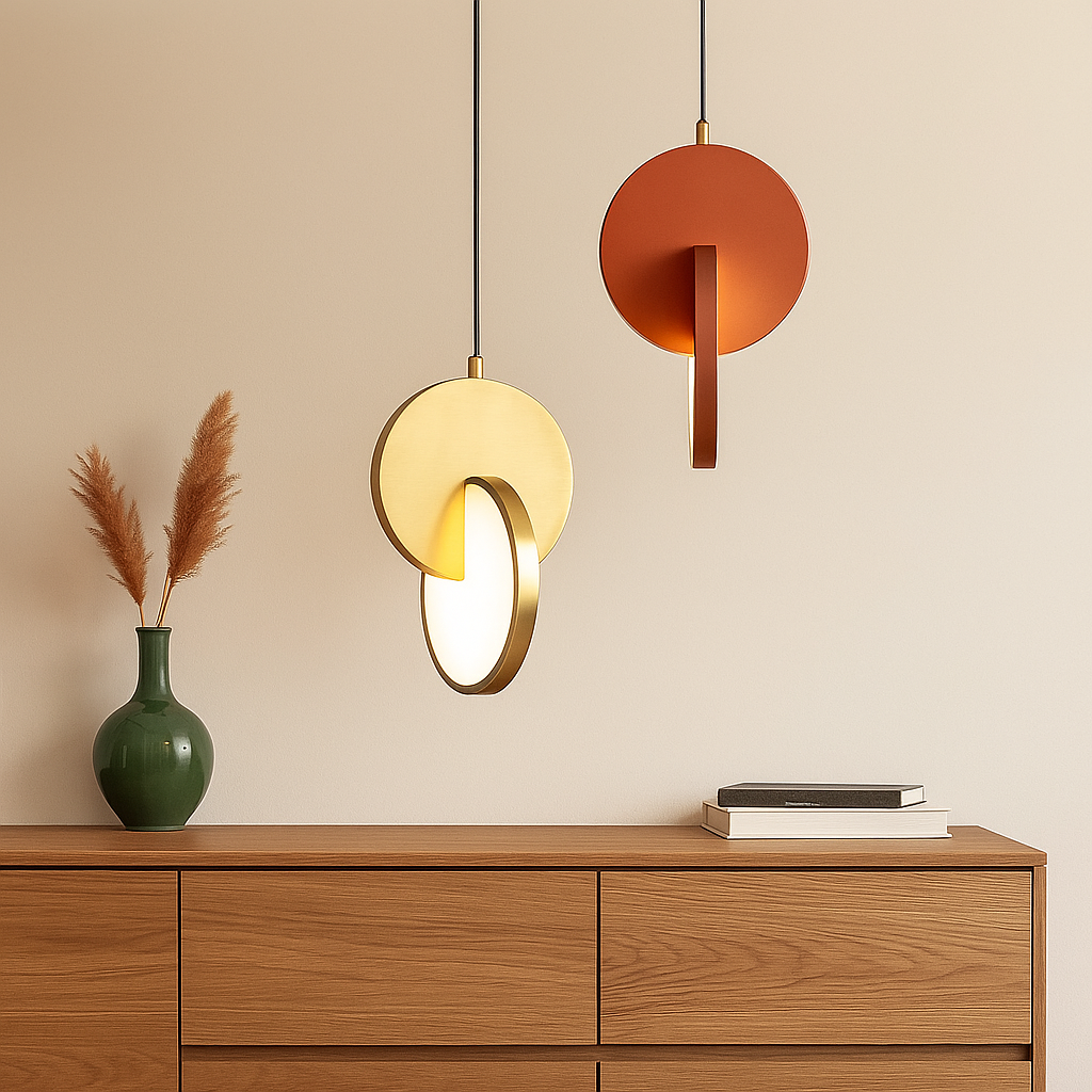 NordicGlow – Moderne skandinavisk LED-pendellampe med rund ramme og varm glød