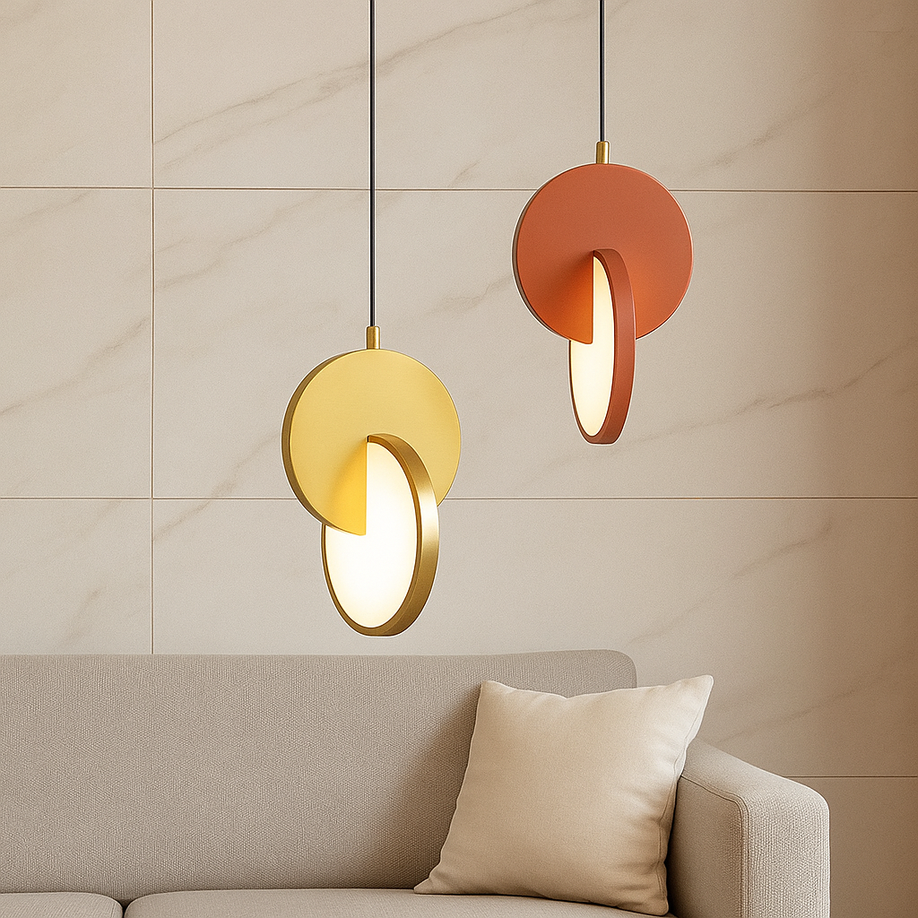 NordicGlow – Moderne skandinavisk LED-pendellampe med rund ramme og varm glød