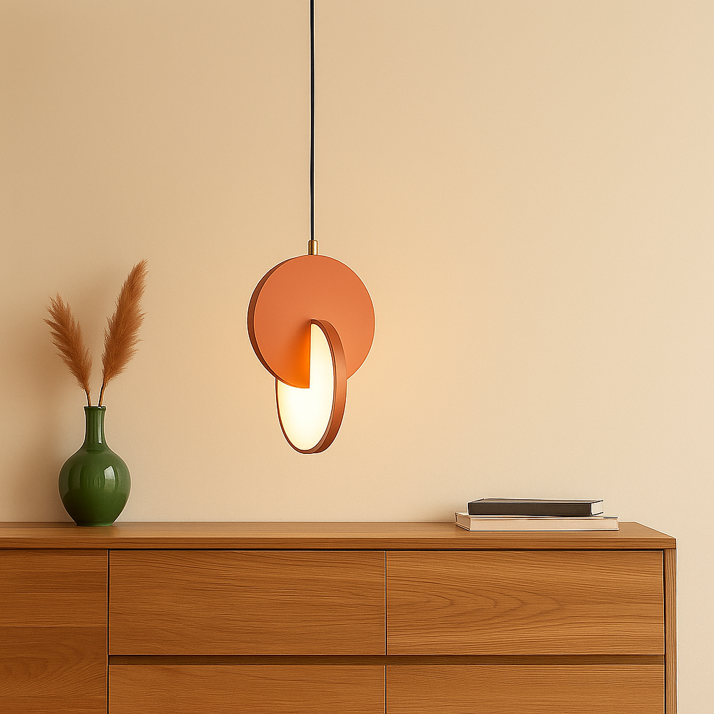 NordicGlow – Moderne skandinavisk LED-pendellampe med rund ramme og varm glød