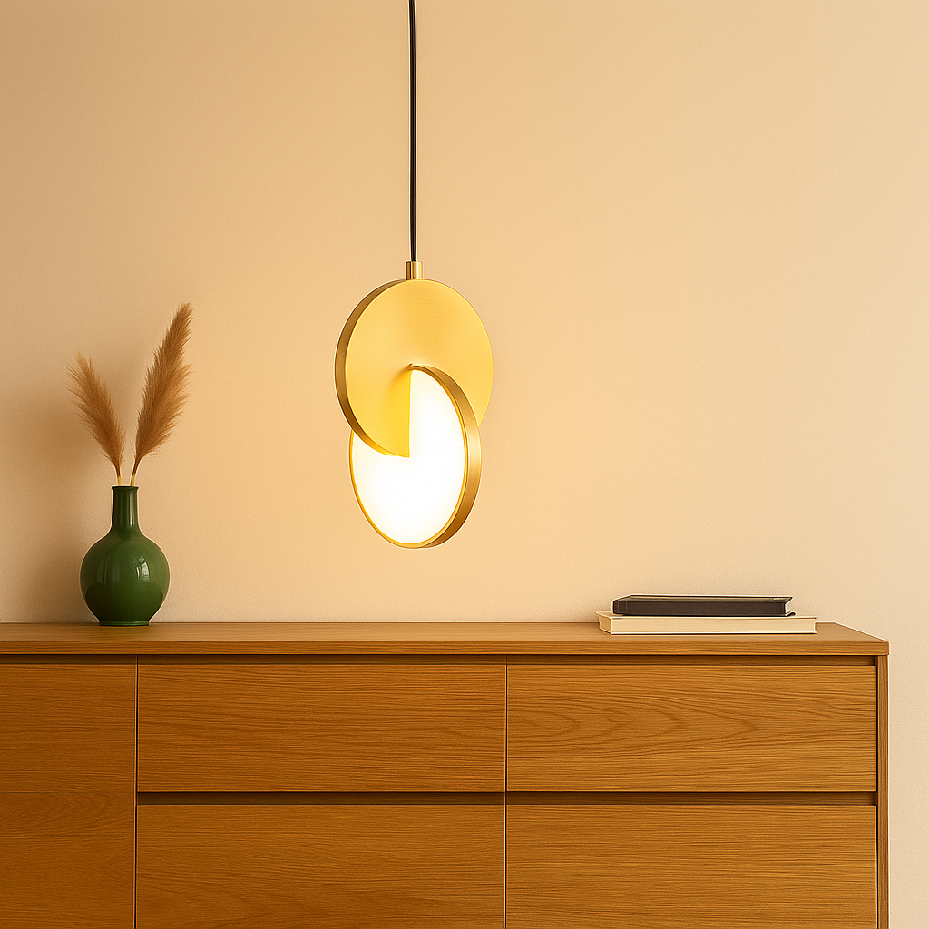 NordicGlow – Moderne skandinavisk LED-pendellampe med rund ramme og varm glød