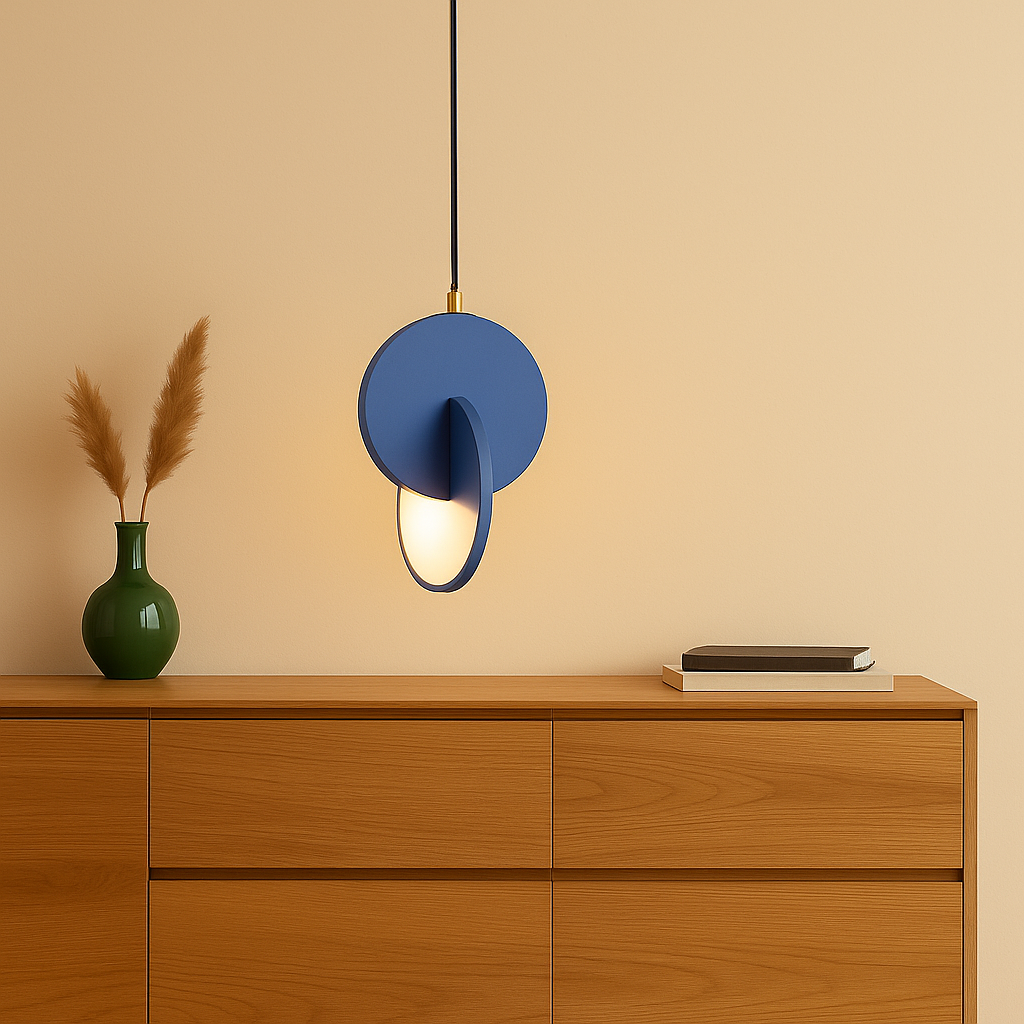 NordicGlow – Moderne skandinavisk LED-pendellampe med rund ramme og varm glød