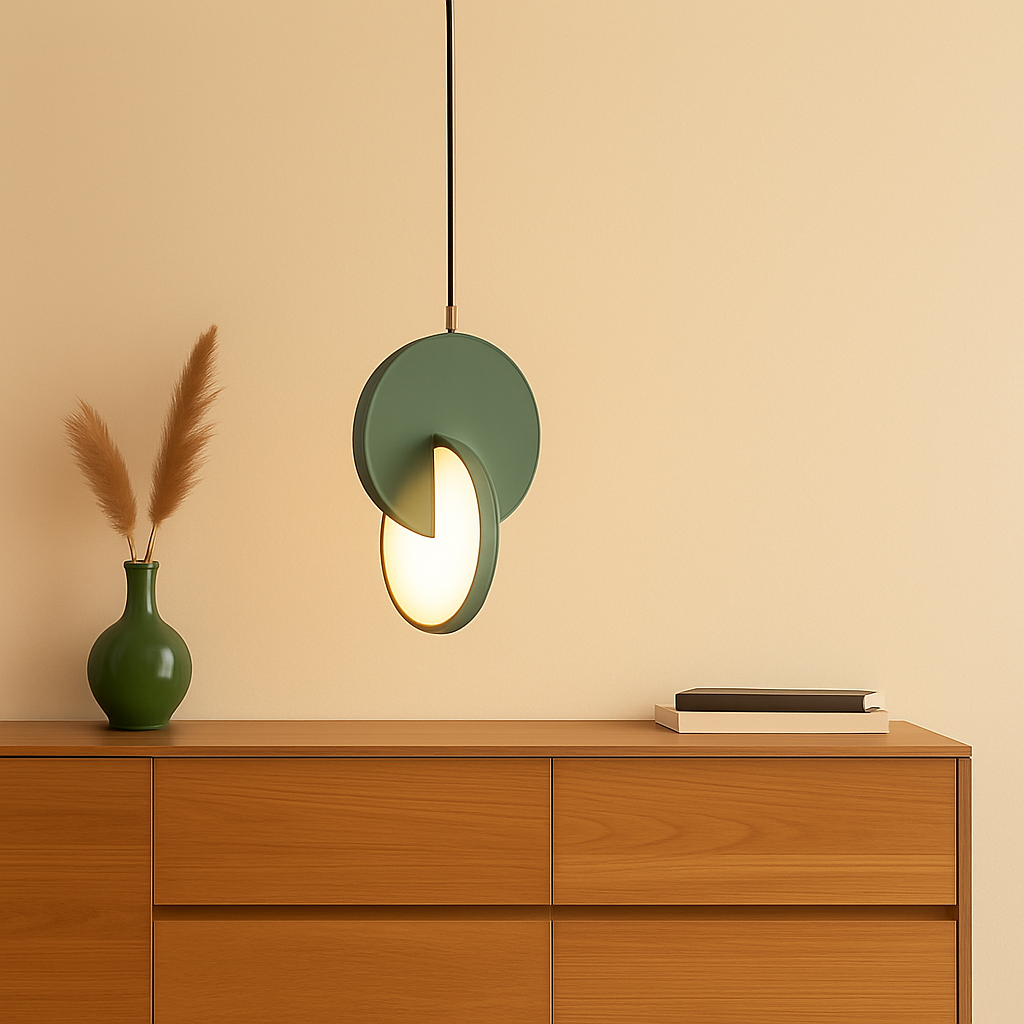 NordicGlow – Moderne skandinavisk LED-pendellampe med rund ramme og varm glød