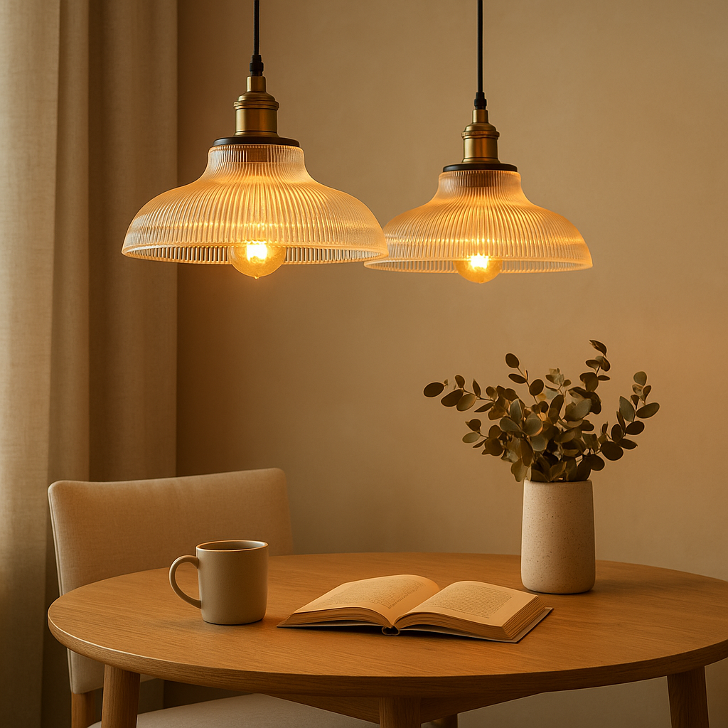 AmberGlow – Vintage-inspireret glaspendellampe for en varm og stilfuld atmosfære
