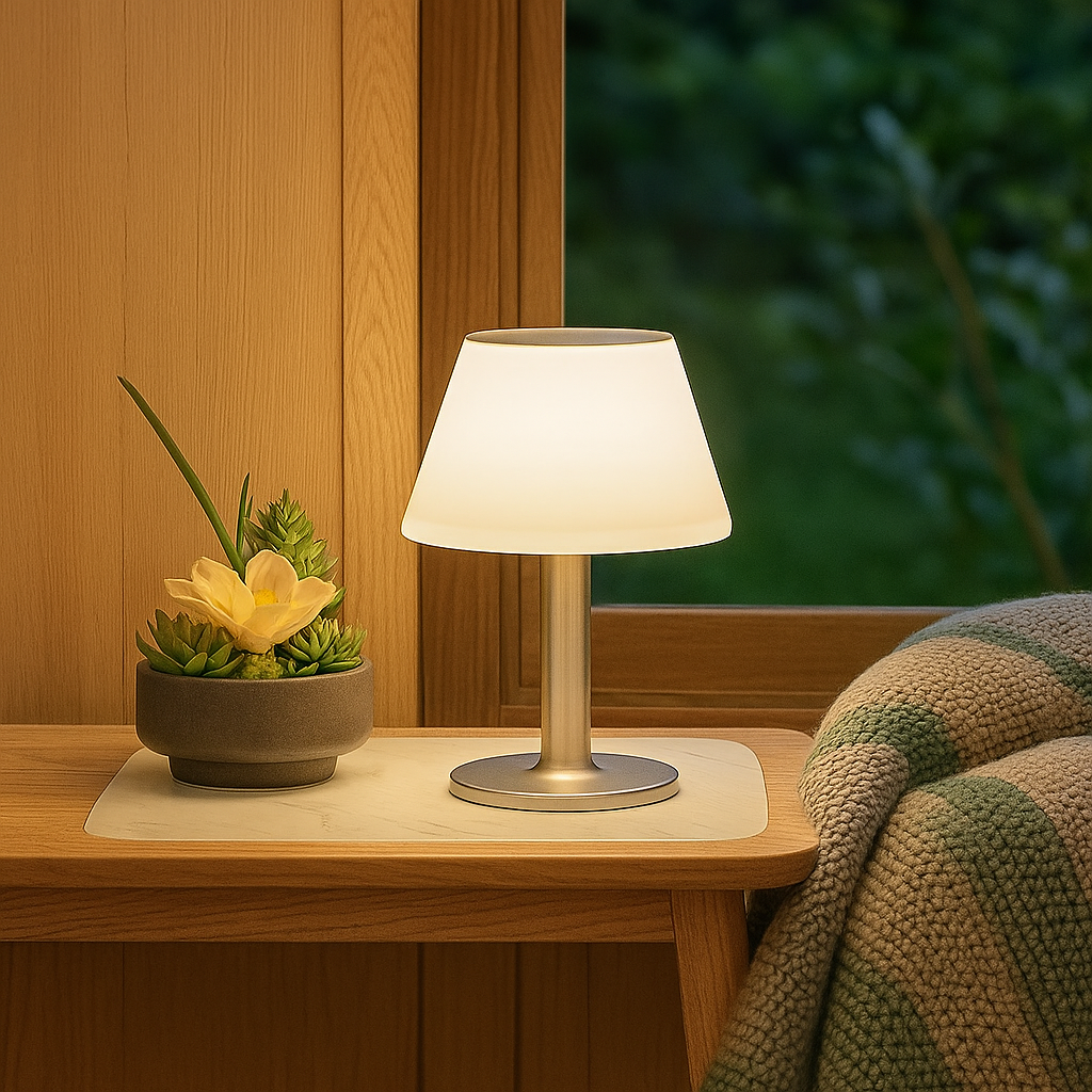 SunGlow – Elegant soldrevet bordlampe til udendørs charme