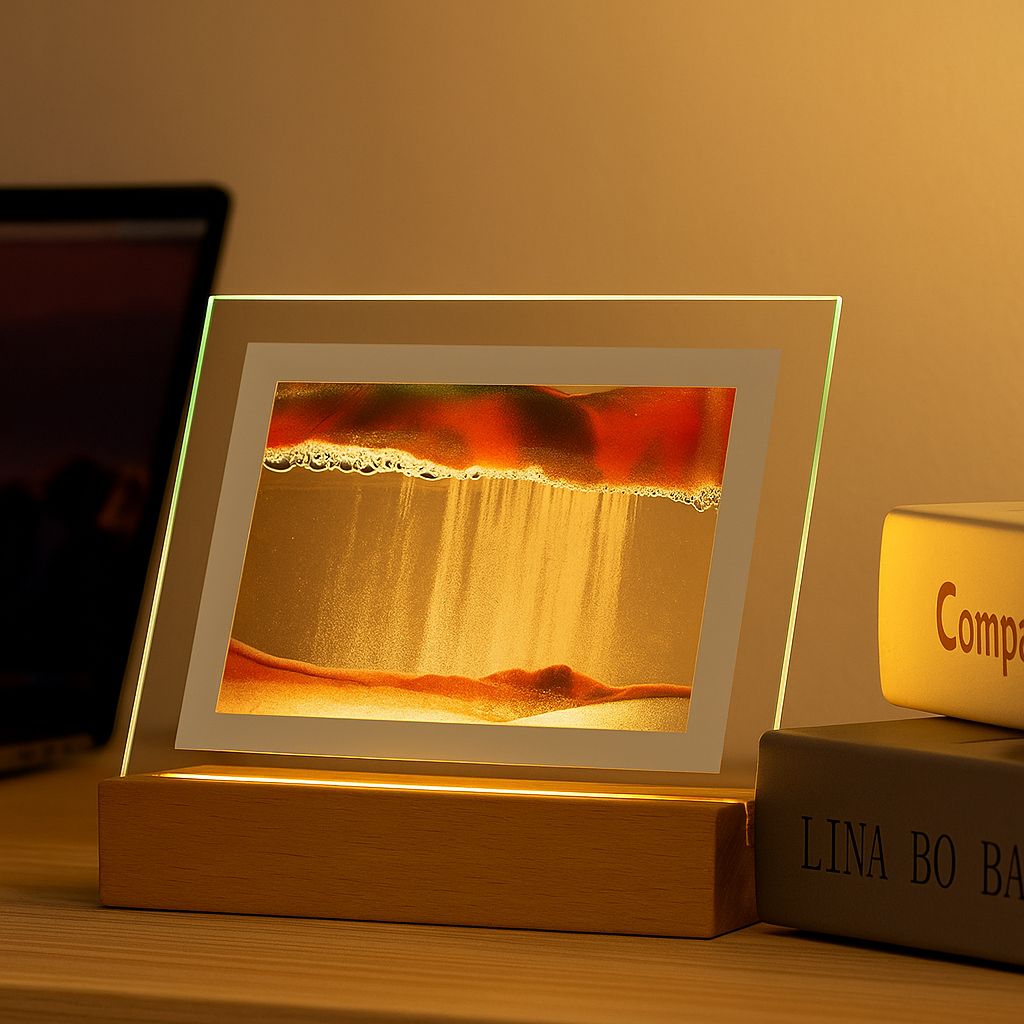SereniGlow – Hypnotiserende sandkunstlampe med beroligende LED-lys