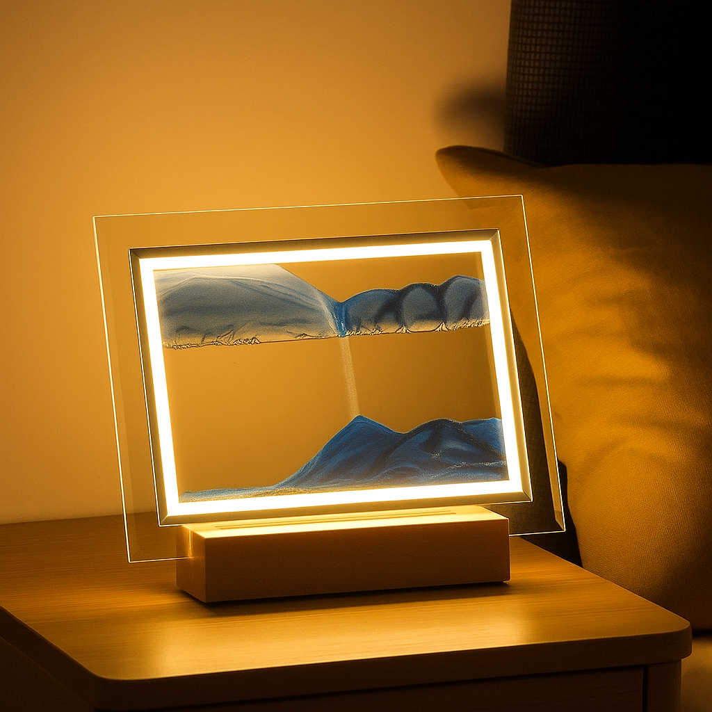 SereniGlow – Hypnotiserende sandkunstlampe med beroligende LED-lys