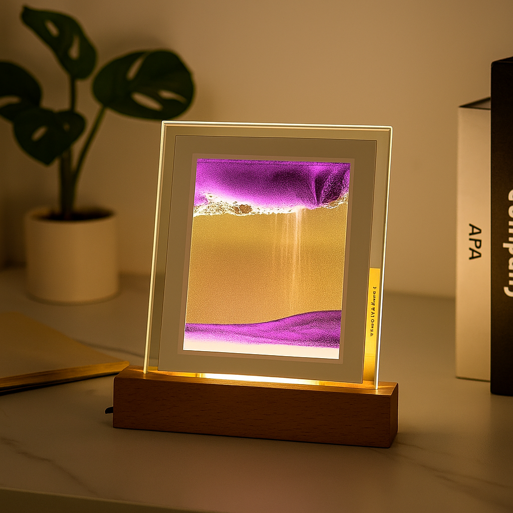 SereniGlow – Hypnotiserende sandkunstlampe med beroligende LED-lys