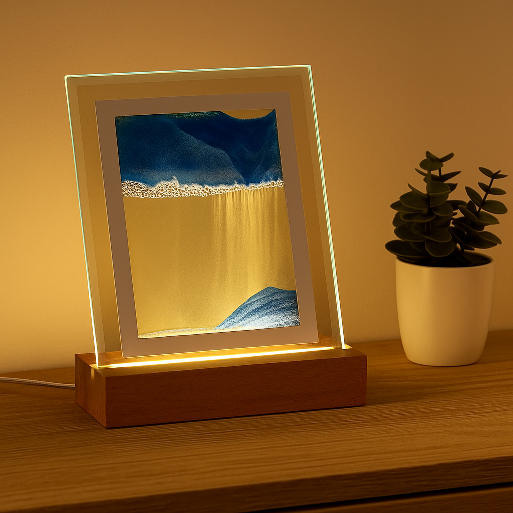 SereniGlow – Hypnotiserende sandkunstlampe med beroligende LED-lys