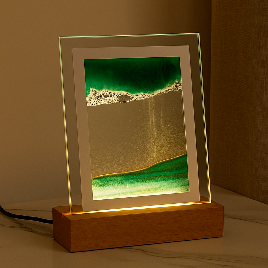 SereniGlow – Hypnotiserende sandkunstlampe med beroligende LED-lys