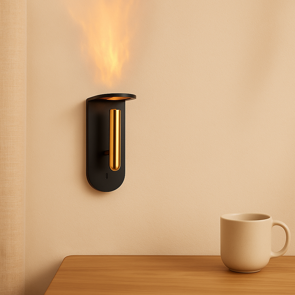 NordiFlame – Justerbar nordisk LED-væglampe med flammeeffekt