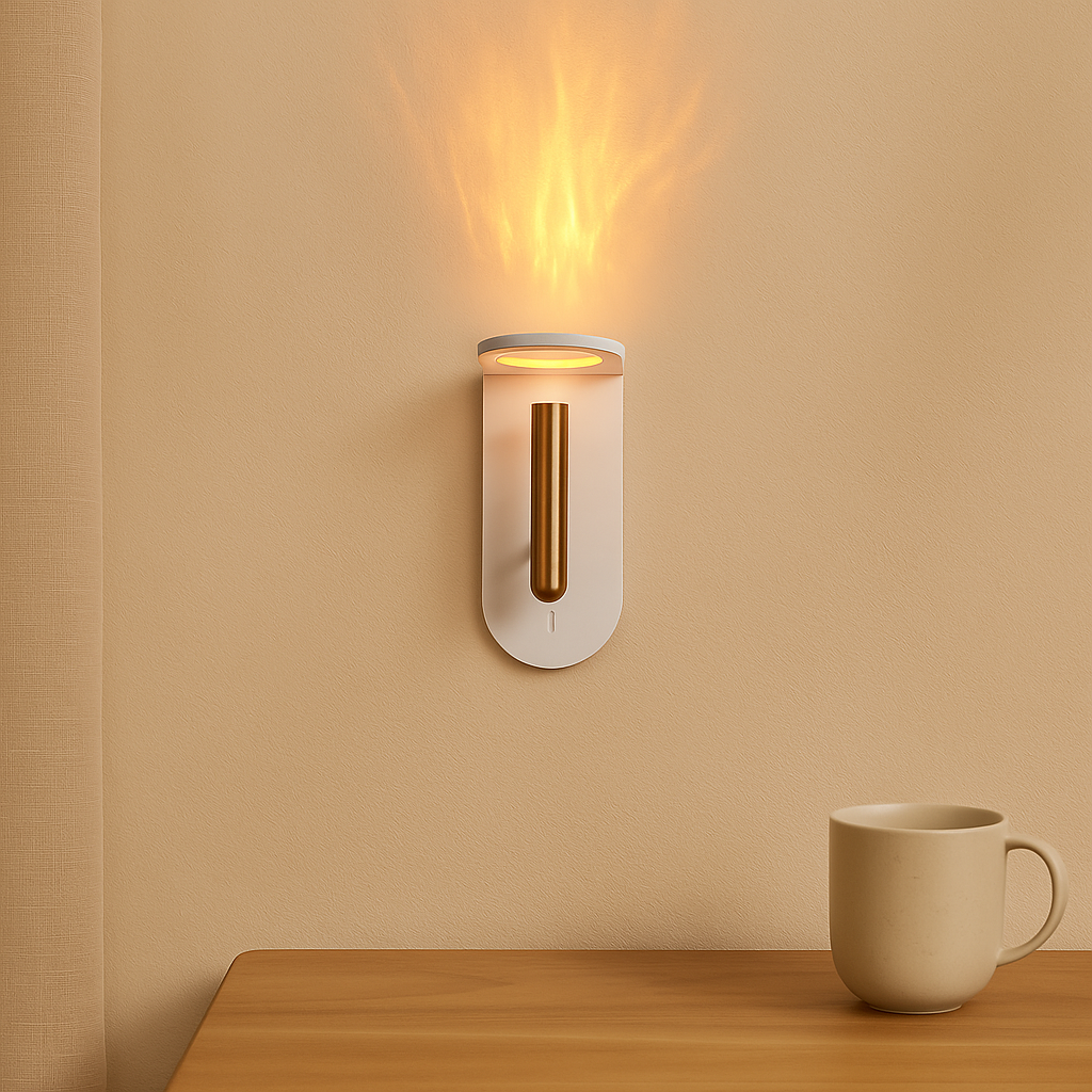 NordiFlame – Justerbar nordisk LED-væglampe med flammeeffekt